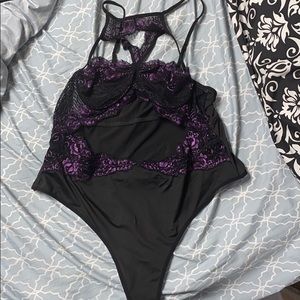 Plus Cut Out Contrast Lace Teddy Bodysuit 3XL